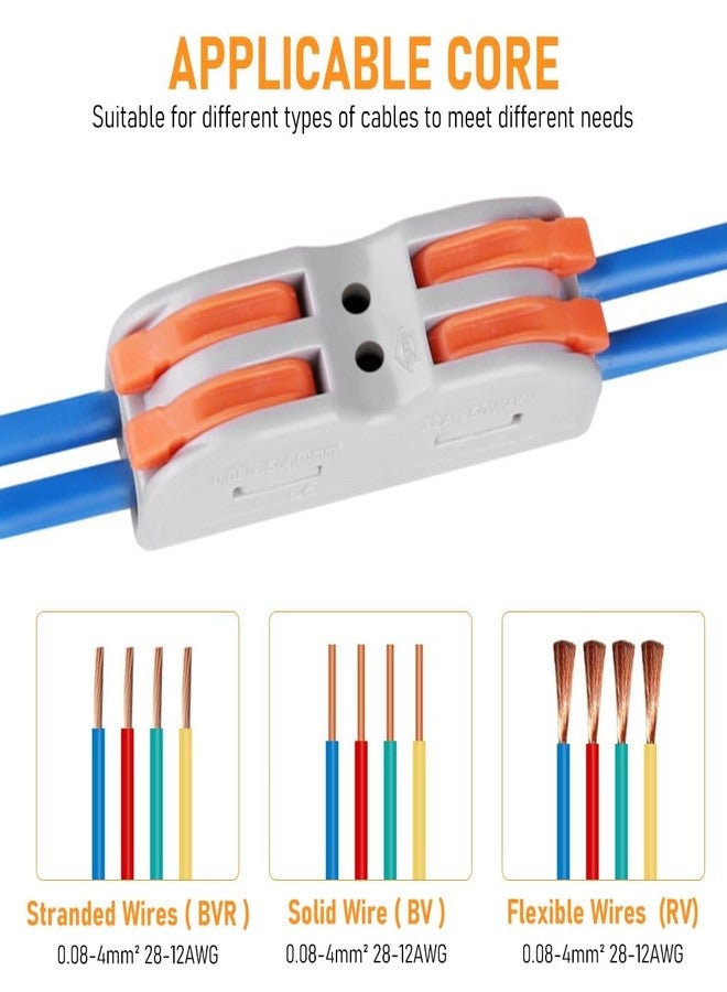 Appster 20pcs Wire Connector Kit 2 Circuit Inline Splices Cable Connector with Control Lever Wire Connector Jointer Conductor Compact Splicing Wire Joiner Cable Conductor Clamp for 28-12 AWG - Image 4